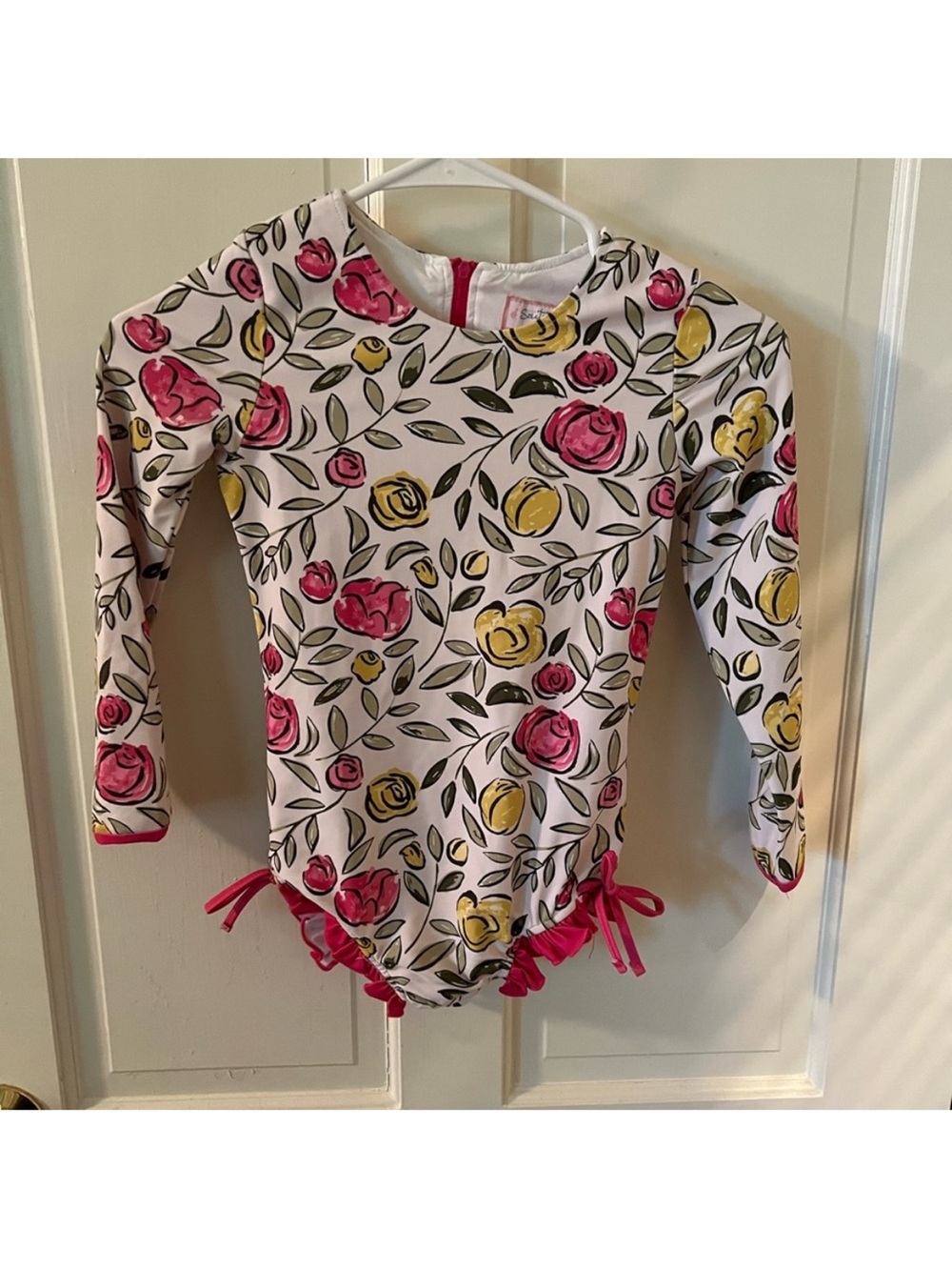 SweetHoney Kids Long-Sleeve Floral One-Piece Swimsuit - Pink & Yellow